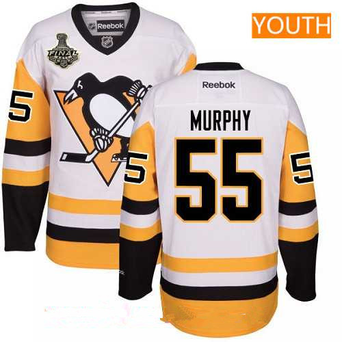 Youth Pittsburgh Penguins #55 Larry Murphy White Third 2017 Stanley Cup Finals Patch Stitched NHL Reebok Hockey Jersey