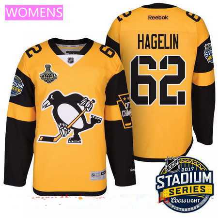 Women's Pittsburgh Penguins #62 Carl Hagelin Yellow Stadium Series 2017 Stanley Cup Finals Patch Stitched NHL Reebok Hockey Jersey