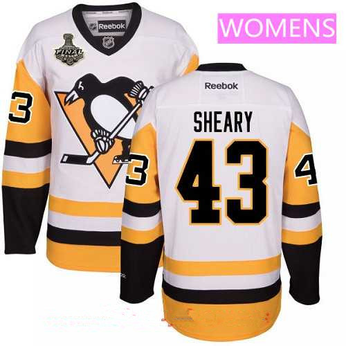 Women's Pittsburgh Penguins #43 Conor Sheary White Third 2017 Stanley Cup Finals Patch Stitched NHL Reebok Hockey Jersey
