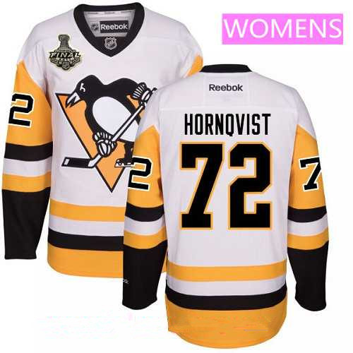 Women's Pittsburgh Penguins #72 Patric Hornqvist White Third 2017 Stanley Cup Finals Patch Stitched NHL Reebok Hockey Jersey
