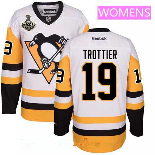 Women's Pittsburgh Penguins #19 Bryan Trottier White Third 2017 Stanley Cup Finals Patch Stitched NHL Reebok Hockey Jersey