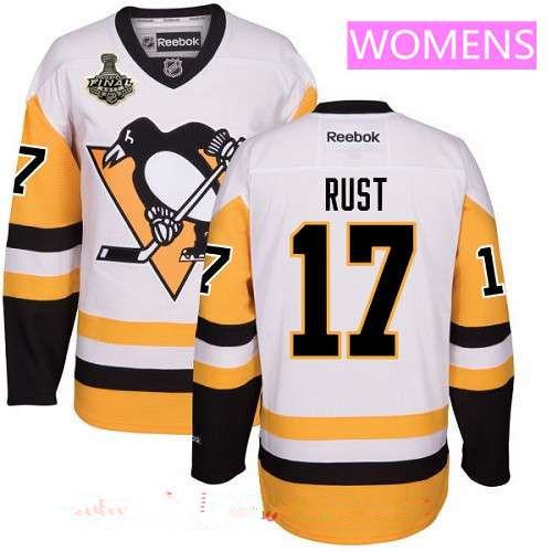 Women's Pittsburgh Penguins #17 Bryan Rust White Third 2017 Stanley Cup Finals Patch Stitched NHL Reebok Hockey Jersey