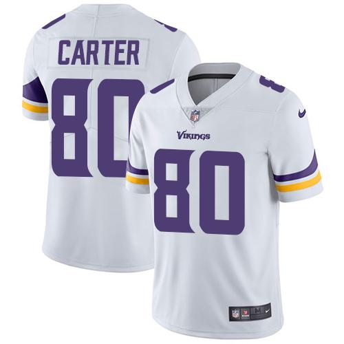Nike Minnesota Vikings #80 Cris Carter White Men's Stitched NFL Vapor Untouchable Limited Jersey