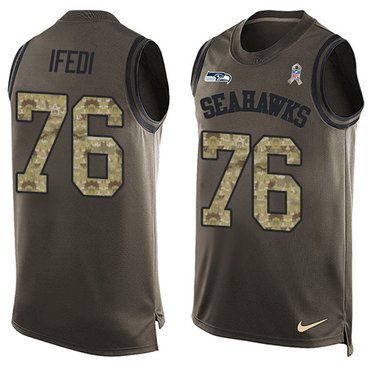 Nike Seattle Seahawks #76 Germain Ifedi Green Men's Stitched NFL Limited Salute To Service Tank Top Jersey