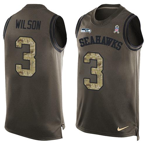 Nike Seattle Seahawks #3 Russell Wilson Green Men's Stitched NFL Limited Salute To Service Tank Top Jersey