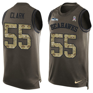 Nike Seattle Seahawks #55 Frank Clark Green Men's Stitched NFL Limited Salute To Service Tank Top Jersey