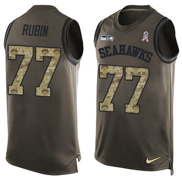 Nike Seattle Seahawks #77 Ahtyba Rubin Green Men's Stitched NFL Limited Salute To Service Tank Top Jersey