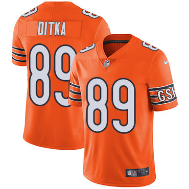 Nike Chicago Bears #89 Mike Ditka Orange Men's Stitched NFL Limited Rush Jersey