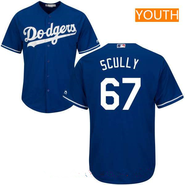 Youth Los Angeles Dodgers Sportscaster #67 Vin Scully Retired Royal Blue Stitched MLB Majestic Cool Base Jersey
