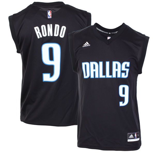 Men's Dallas Mavericks #9 Rajon Rondo Black Fashion Replica Jersey