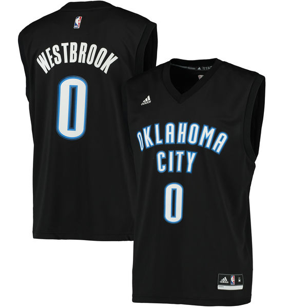 Oklahoma City Thunder 0 Russell Westbrook Black Fashion Replica Jersey