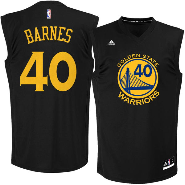 Golden State Warriors 40 Harrison Barnes Black Fashion Replica Jersey