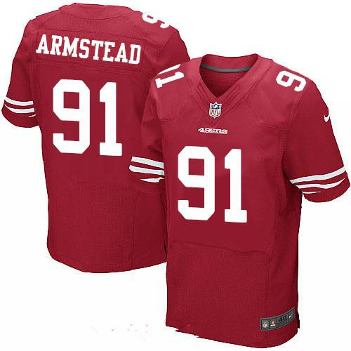 Men's San Francisco 49ers #91 Arik Armstead Scarlet Red Team Color Stitched NFL Nike Elite Jersey