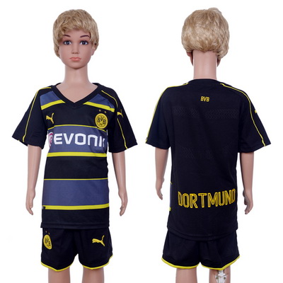 2016-17 Dortmund Blank or Custom Away Soccer Youth Navy Blue Shirt Kit