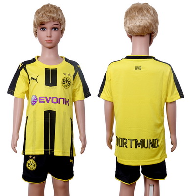 2016-17 Dortmund Blank or Custom Home Soccer Youth Yellow Shirt Kit