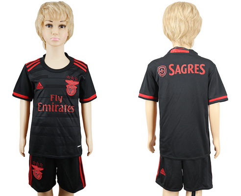 2016-17 Benfica Blank or Custom Away Soccer Youth Black Shirt Kit