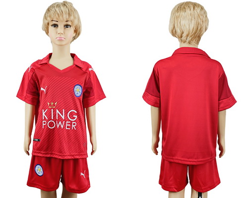 2016-17 Leicester City Blank or Custom Away Soccer Youth Red Shirt Kit