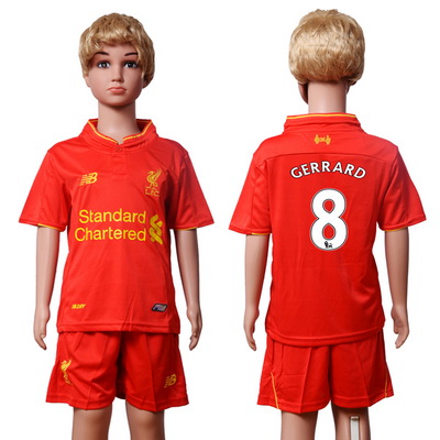 2016-17 Liverpool #8 GERRARD Home Soccer Youth Red Shirt Kit