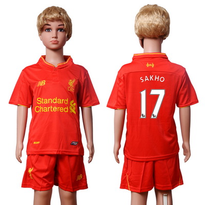 2016-17 Liverpool #17 SAKHO Home Soccer Youth Red Shirt Kit