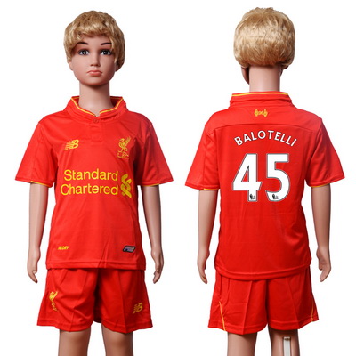 2016-17 Liverpool #45 BALOTELLI Home Soccer Youth Red Shirt Kit