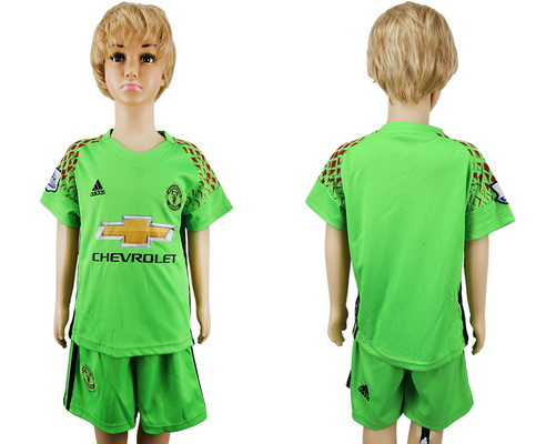 2016-17 Manchester United Blank or Custom Youth Goalkeeper Soccer Green Shirt Kit