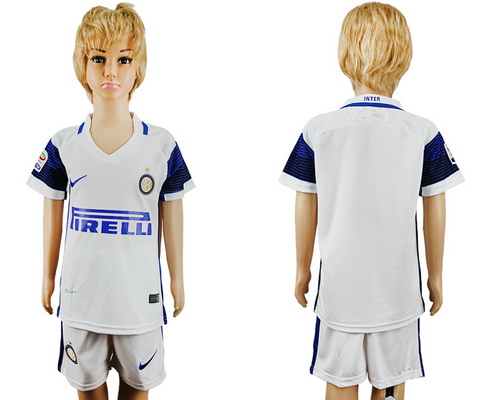 2016-17 Inter Milan Blank or Custom Away Soccer Youth White Shirt Kit