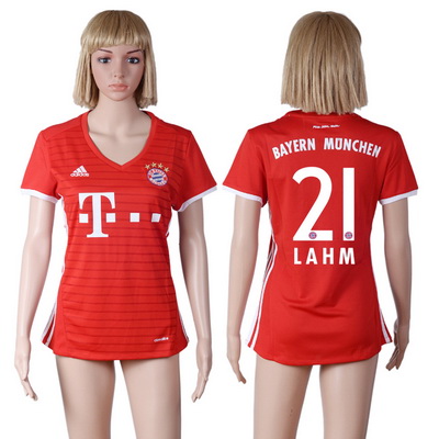 2016-17 Bayern Munich #21 LAHM Home Soccer Women's Red AAA+ Shirt