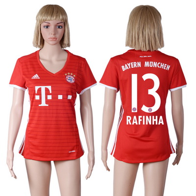 2016-17 Bayern Munich #13 RAFINHA Home Soccer Women's Red AAA+ Shirt