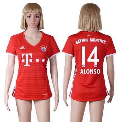 2016-17 Bayern Munich #14 ALONSO Home Soccer Women's Red AAA+ Shirt