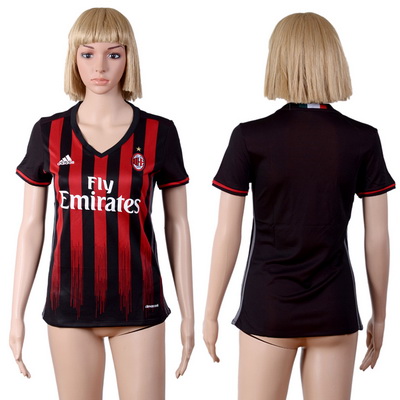 2016-17 AC Milan Blank or Custom Home Soccer Women's Black AAA+ Shirt