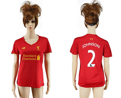 2016-17 Liverpool #2 JOHNSON Home Soccer Women's Red AAA+ Shirt