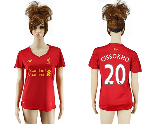 2016-17 Liverpool #20 CISSOKHO Home Soccer Women's Red AAA+ Shirt