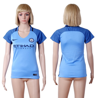 2016-17 Manchester City Blank or Custom Home Soccer Women's Blue AAA+ Shirt