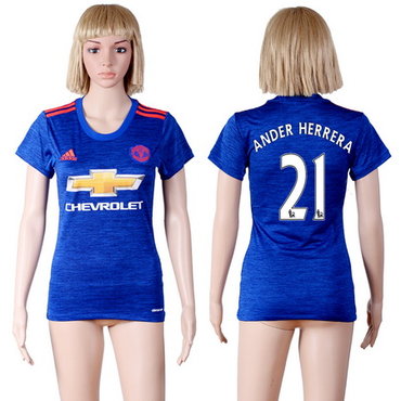 2016-17 Manchester United #21 ANDER HERRERA Away Soccer Women's Red AAA+ Shirt