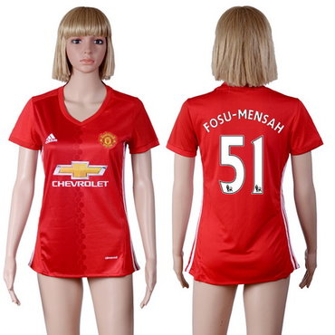2016-17 Manchester United #51 FOSU MENSAH Home Soccer Women's Red AAA+ Shirt