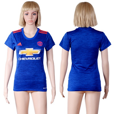 2016-17 Manchester United Blank or Custom Away Soccer Women's Blue AAA+ Shirt