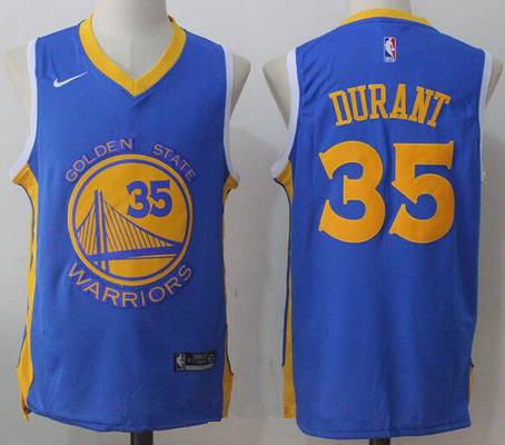 Men's Golden State Warriors #35 Kevin Durant Royal Blue 2017-2018 Nike Swingman Stitched NBA Jersey