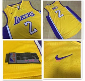 Men's Los Angeles Lakers #2 Lonzo Ball Yellow 2017-2018 Nike Swingman Stitched NBA Jersey