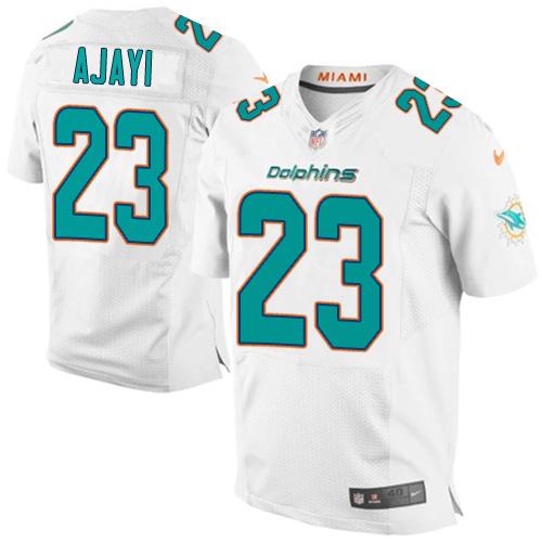 Men's Miami Dolphins #23 Jay Ajayi White Road Stitched NFL Nike Elite Jersey