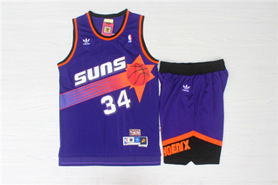 Phoenix Suns 34 Charles Barkley Purple Hardwood Classics Jersey(With Shorts)