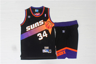 Phoenix Suns 34 Charles Barkley Black Hardwood Classics Jersey(With Shorts)