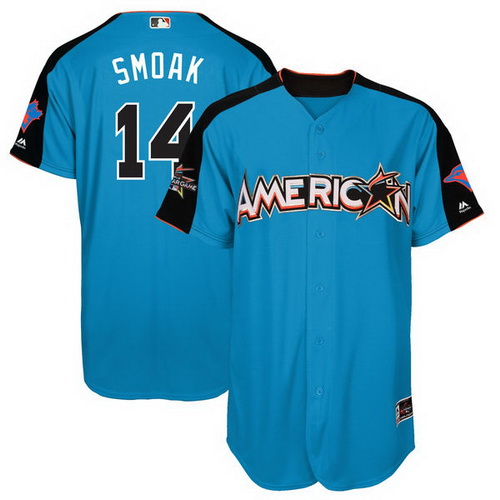 Men's American League Toronto Blue Jays #14 Justin Smoak Majestic Blue 2017 MLB All-Star Game Home Run Derby Player Jersey