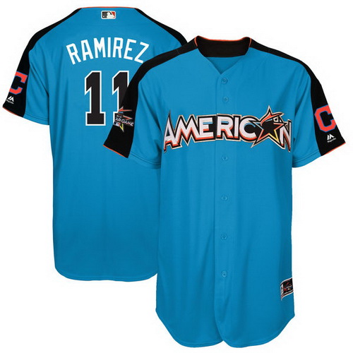 Men's American League Cleveland Indians #11 Jose Ramirez Majestic Blue 2017 MLB All-Star Game Home Run Derby Player Jersey