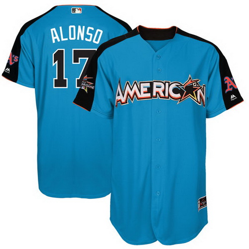 Men's American League Oakland Athletics #17 Yonder Alonso Majestic Blue 2017 MLB All-Star Game Home Run Derby Player Jersey