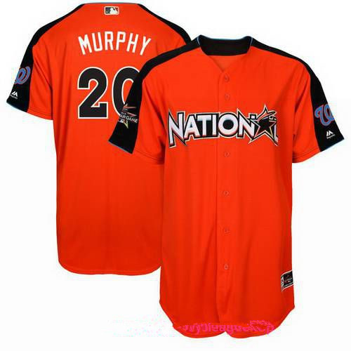 Men's National League Washington Nationals #20 Daniel Murphy Majestic Orange 2017 MLB All-Star Game Authentic Home Run Derby Jersey