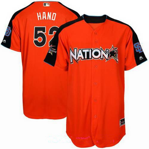 Men's National League San Diego Padres #52 Brad Hand Majestic Orange 2017 MLB All-Star Game Home Run Derby Player Jersey