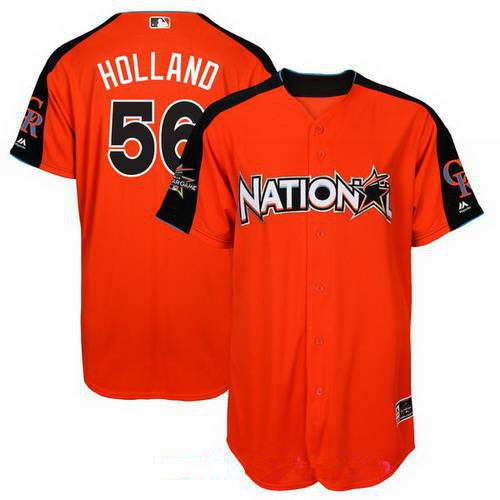 Men's National League Kansas City Royals #56 Greg Holland Majestic Orange 2017 MLB All-Star Game Home Run Derby Player Jersey