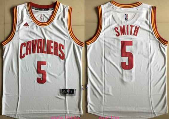 Men's Cleveland Cavaliers #5 J.R. Smith White Stitched NBA Adidas Revolution 30 Swingman Jersey