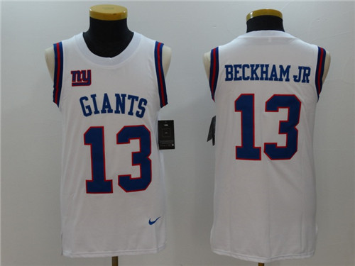 Men's New York Giants #13 Odell Beckham Jr White Color Rush 2017 Vest Stitched NFL Nike Tank Top Jersey