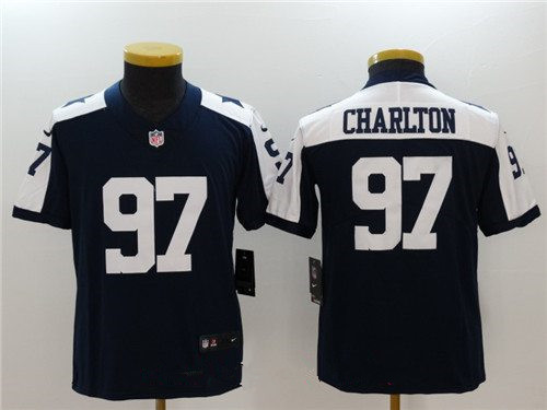 Youth Dallas Cowboys #97 Taco Charlton Navy Blue Thanksgiving 2017 Vapor Untouchable Stitched NFL Nike Limited Jersey